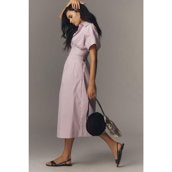 New Anthropologie The Tobie Button-Front Pleated Shirt Dress by Exquise Size XsP - Picture 2 of 10